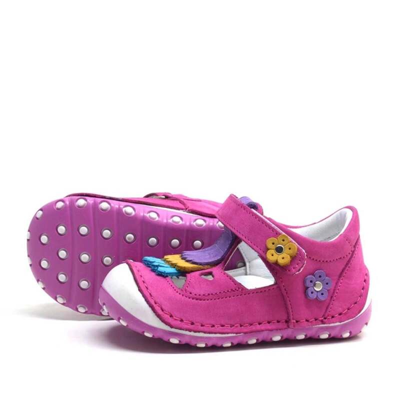 Nino Hakiki Deri Fuşya Cırtlı Yazlık İlk Adım Ayakkabı - 4