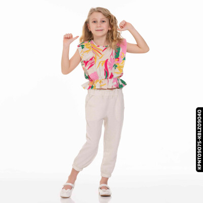 Kız Keten Pantolon 4-8 Yaş 54503 Kpnt09075 - xo kids