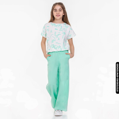 Kız Palm Tişört 8-14 Yaş 34322 Ktst09040 - xo kids