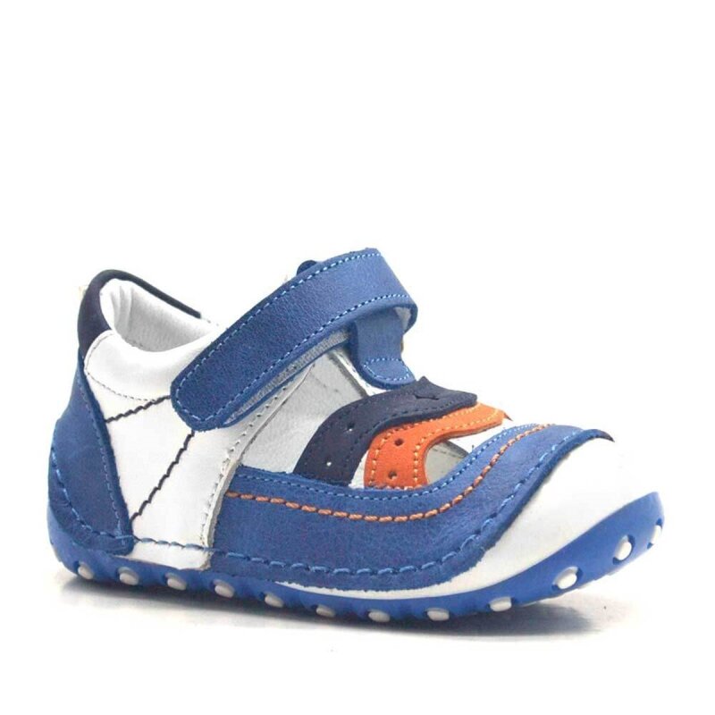Nino Genuine Leather Blue Velcro Baby Boy First Steps Shoes - Nino
