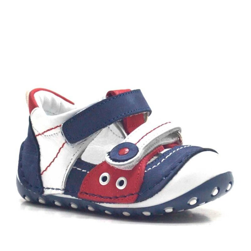 Nino Genuine Leather Navy Blue Velcro Summer First Steps Shoes - Nino