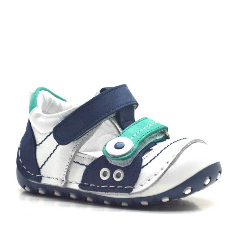 Nino Genuine Leather Navy Blue Velcro Summer First Steps Shoes - Nino