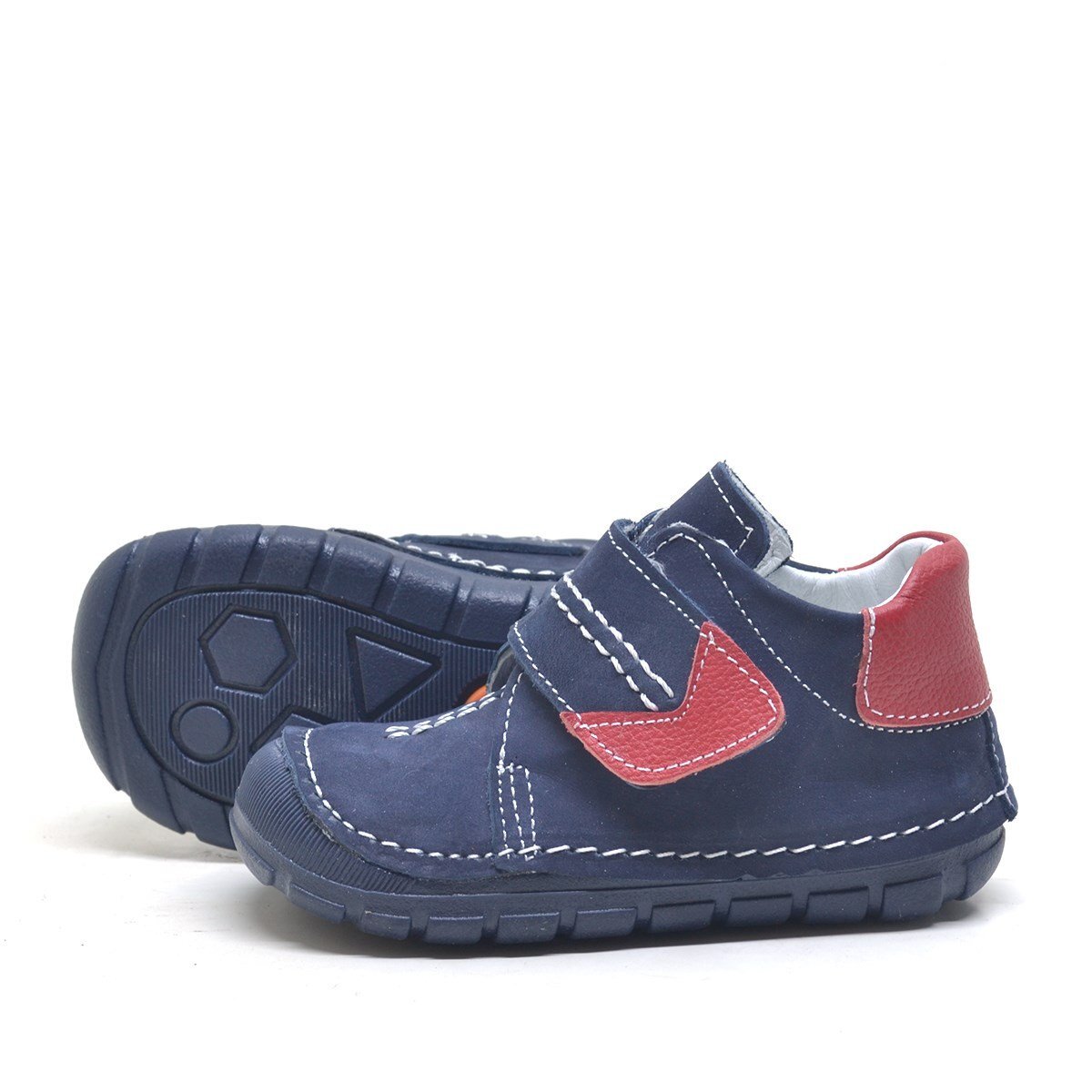 Genuine Leather Navy Blue Velcro Seasonal Baby Boy Shoes - 4