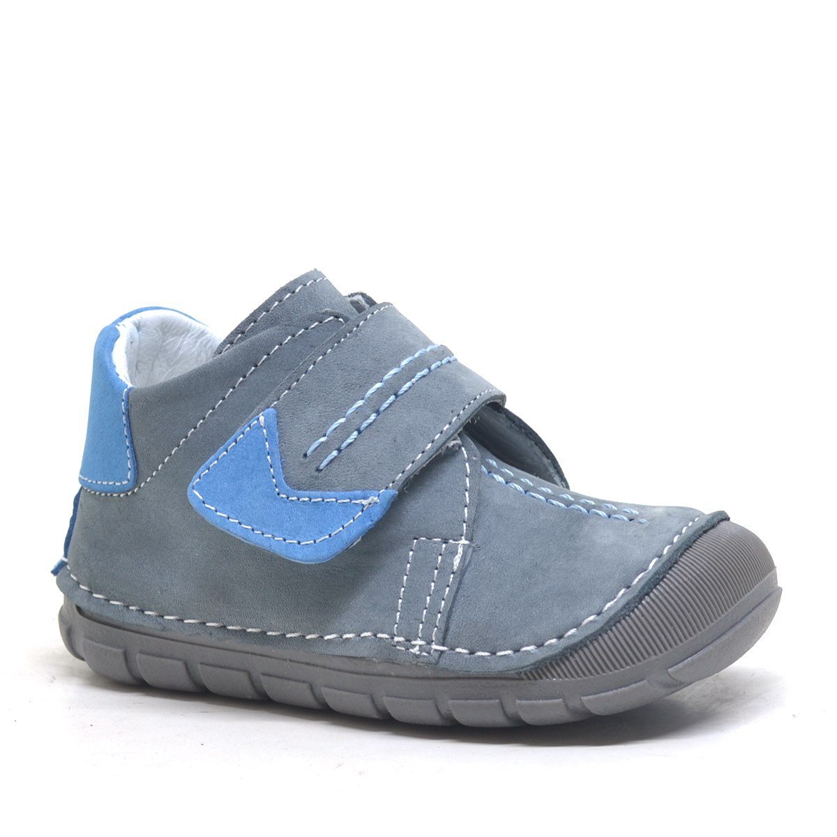 Genuine Leather Grey Velcro Seasonal Baby Boy Shoes - 1