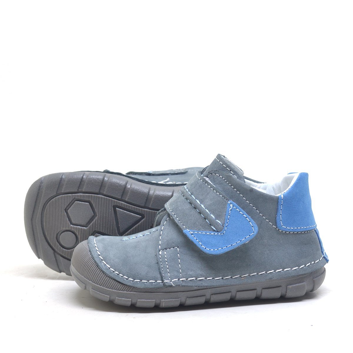 Genuine Leather Grey Velcro Seasonal Baby Boy Shoes - 4