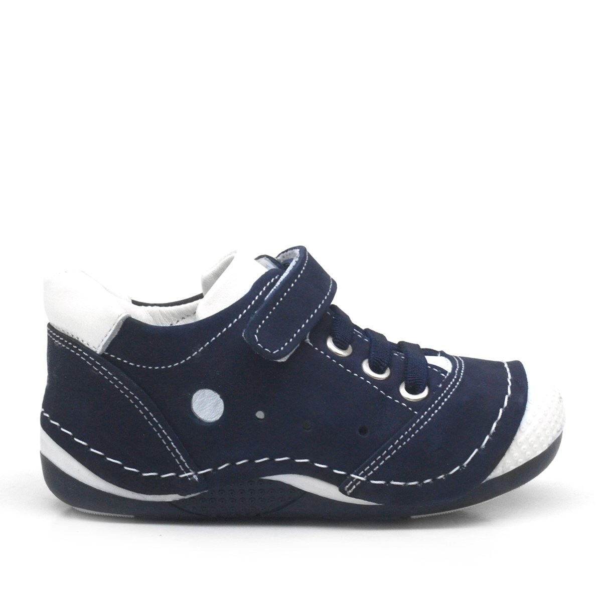 Navy Blue Genuine Leather Velcro Summer Boys' Athletic Shoes - 2