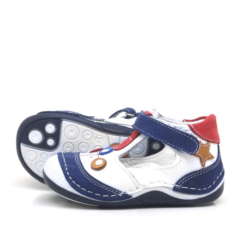 Navy Blue Genuine Leather Velcro Baby Boy Booties - 4