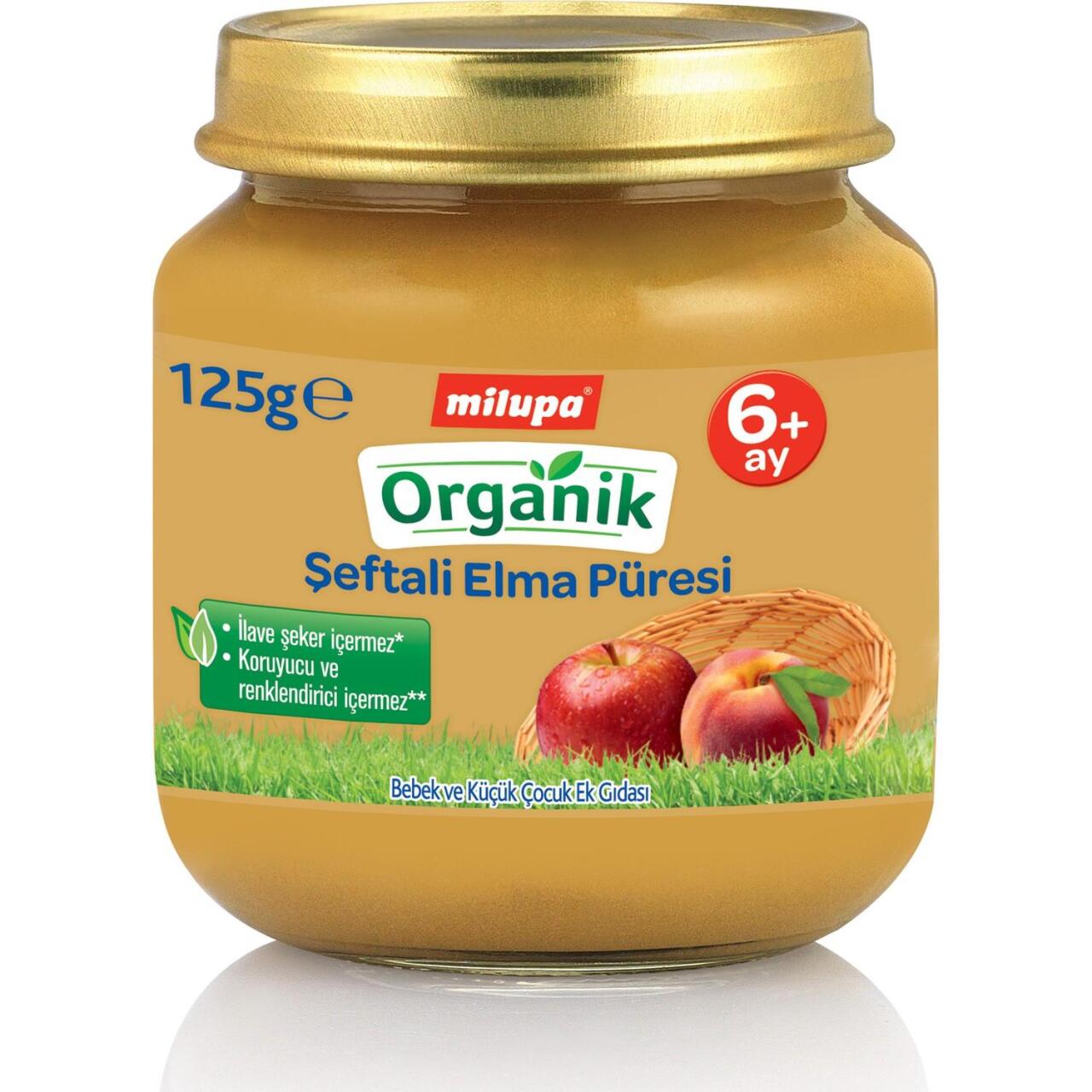 Milupa Organik Şeftali Elma Püreli Kavanoz Maması 125 Gr - 1