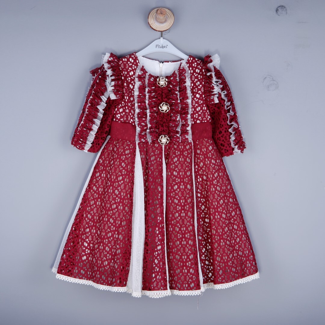 P-002068( M 2049) Kız Elbise 3-7 Yaş 07 Nar - 1