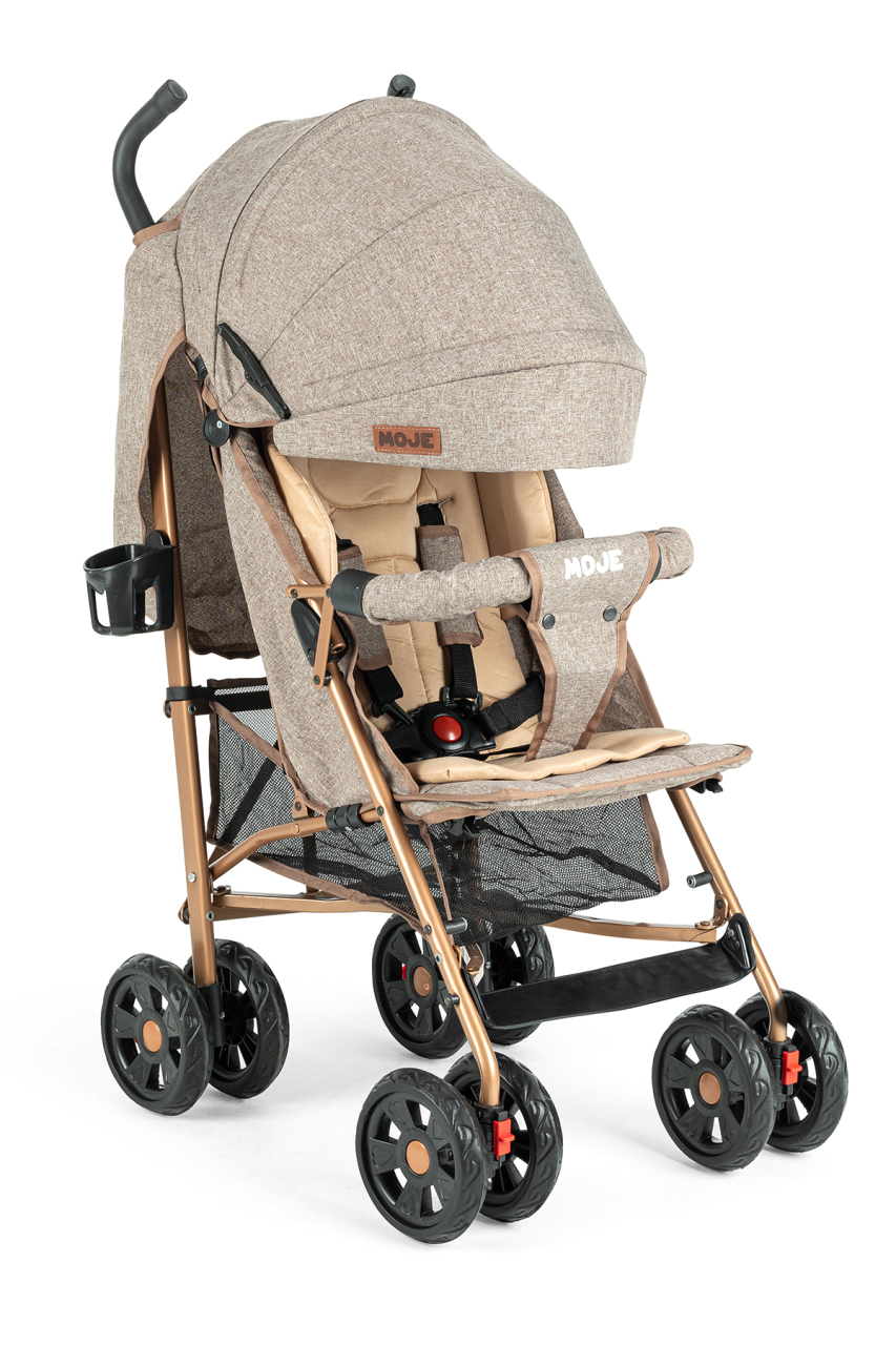 عربة أطفال Moje Strong Cane باللون الذهبي والبني - 1