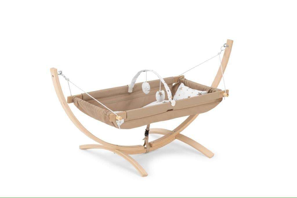 أرجوحة خشبية على شكل قمر من موجي باللون الذهبي - 1