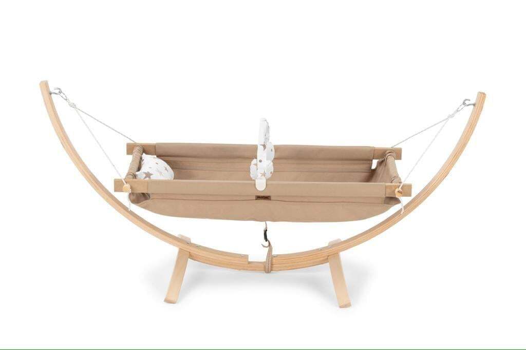 أرجوحة خشبية على شكل قمر من موجي باللون الذهبي - 2