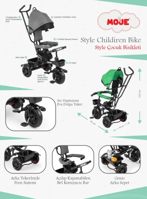 Moje Style 3 Tekerlekli Çocuk Bisikleti Sarı - 2