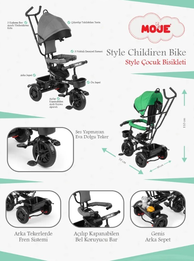 Moje Style 3 Tekerlekli Çocuk Bisikleti Sarı - 2
