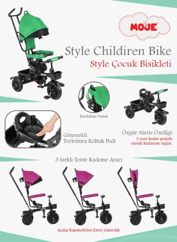 Moje Style 3 Tekerlekli Çocuk Bisikleti Sarı - 3