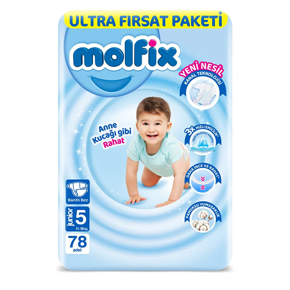 Molfix Bebek Bezi Ultra Fırsat Paketi 5 Beden 11-18 Kg 78 Adet - 1