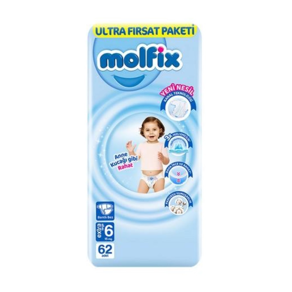 Molfix Bebek Bezi Ultra Fırsat Paketi 6 Beden 15+ Kg 62 Adet - 1
