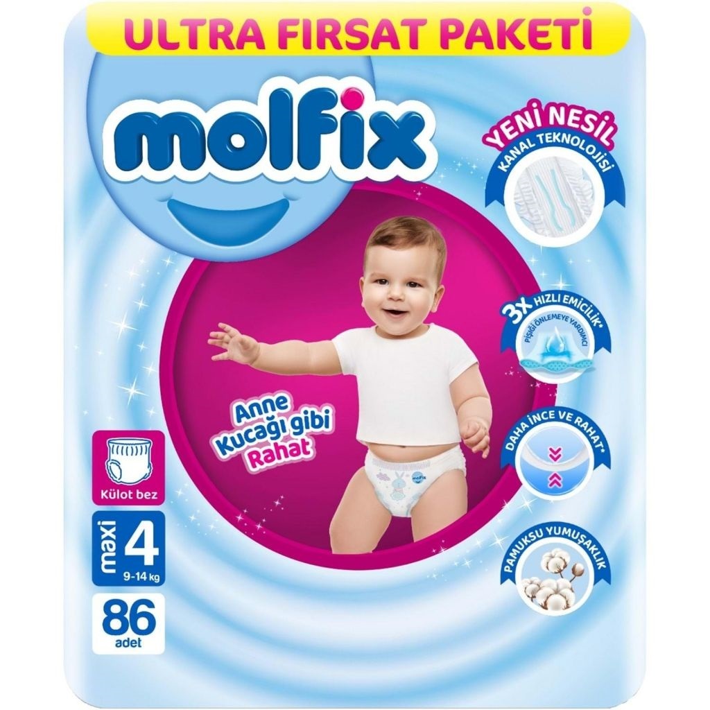 Molfix Külot Bez Ultra Fırsat Paketi 4 Beden 9-14 Kg 86 Adet - 1