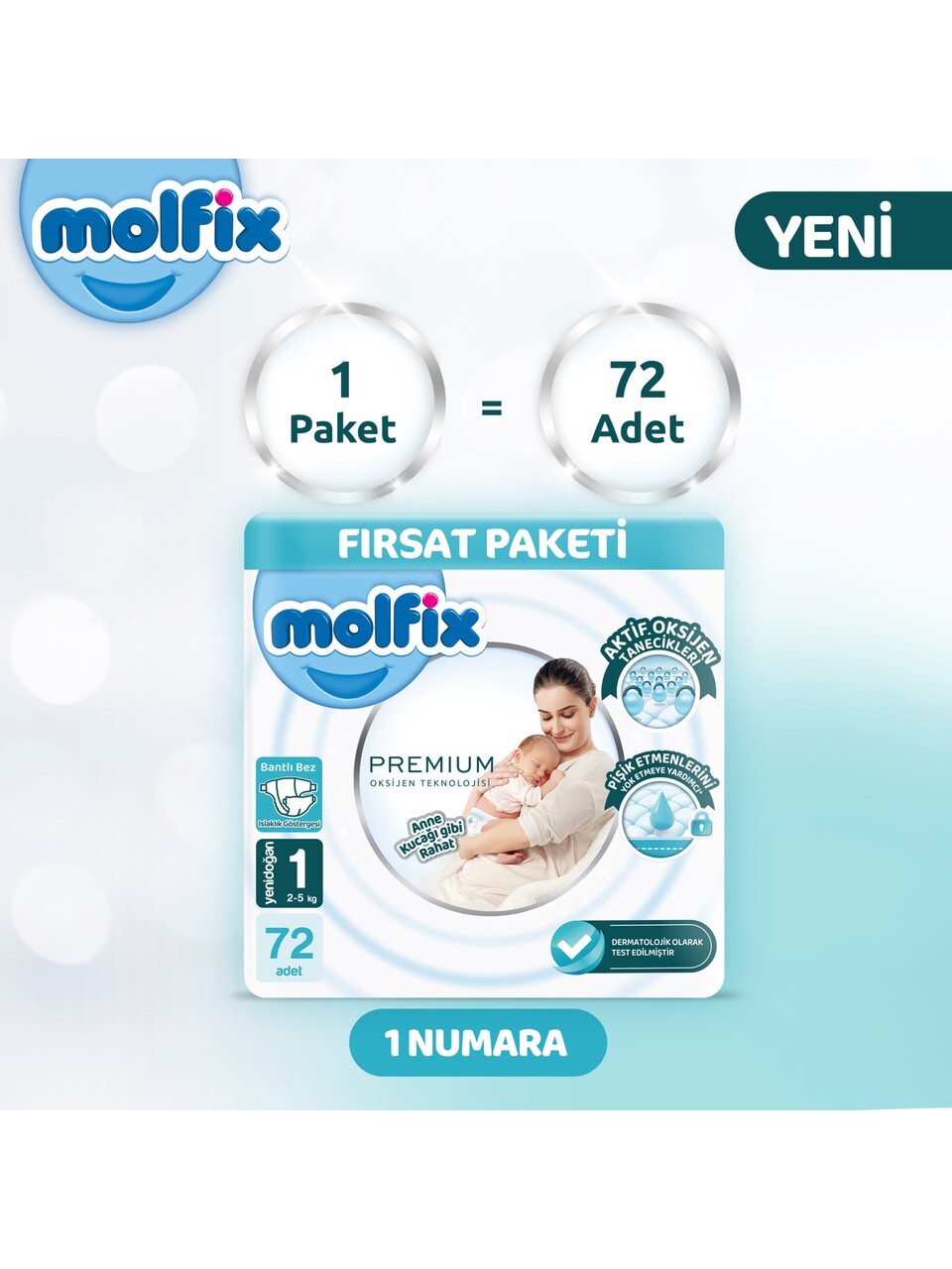 Molfix Premium Bebek Bezi Fırsat Paketi 1 Beden 2-5 Kg 72 Adet - 2