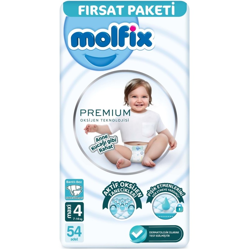 Molfix Premium Bebek Bezi Fırsat Paketi 4 Beden 7-14 Kg 54 Adet - 1