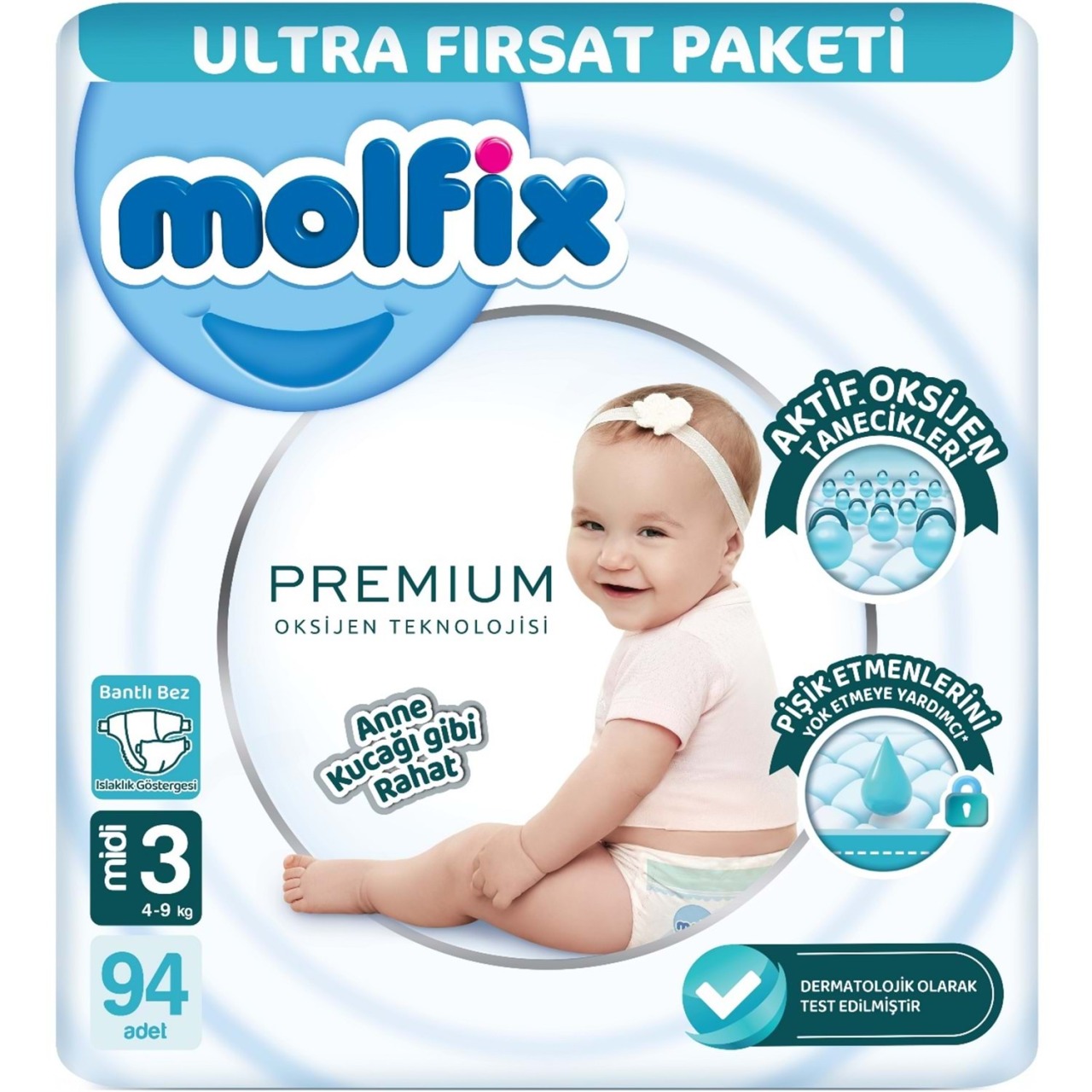 Molfix Premium Bebek Bezi Ultra Fırsat Paketi 3 Beden 4-9 Kg 94 Adet - 1