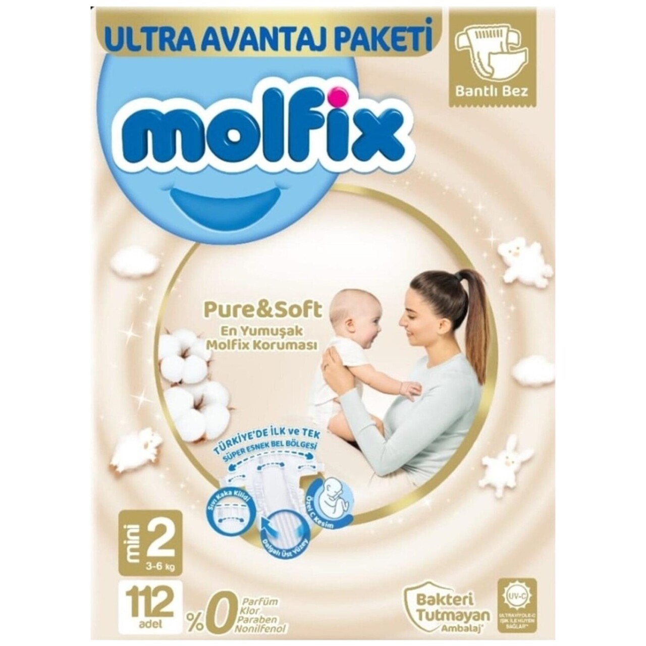 Molfix Pure&Soft Bebek Bezi Ultra Avantaj Paketi 2 Beden 3-6 Kg 112 Adet - 1