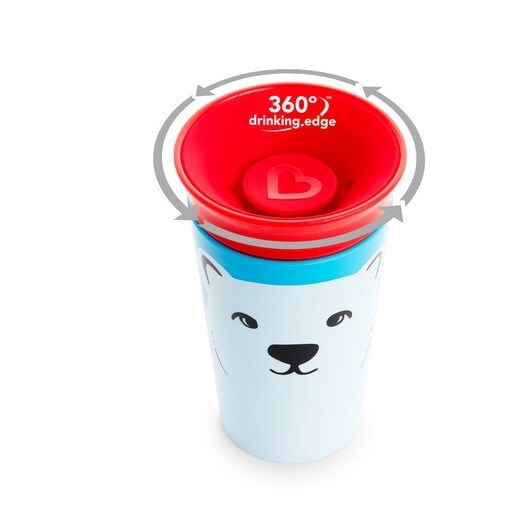 كوب تمرين وايلد لوف ميراكل 360° من مونشكين، مناسب للأطفال من عمر 12 شهرًا فما فوق، 266 مل، بتصميم دب قطبي - 3