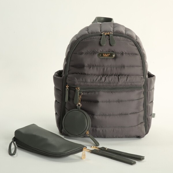 حقيبة ظهر M&Y Puff للعناية بالأم والطفل 7335 باللون الرمادي - M&Y