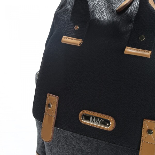 حقيبة ظهر M&Y Holifera الجلدية للعناية بالأم والطفل 7260 باللون الأسود - 3