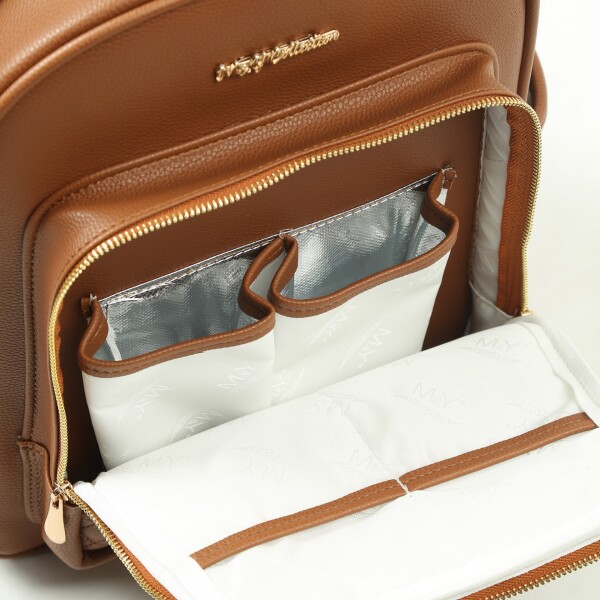 حقيبة ظهر M&Y Dust Leather للعناية بالأم والطفل 7130 بلون بني - 5