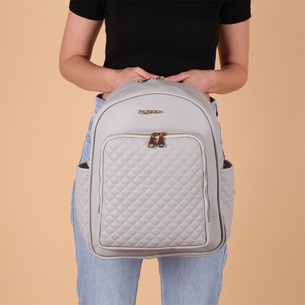 حقيبة ظهر M&Y Dust Leather للعناية بالأم والطفل 7130 باللون الرمادي - 5