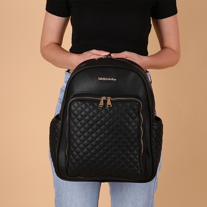 حقيبة ظهر M&Y Dust Leather للعناية بالأم والطفل 7130 سوداء - 5