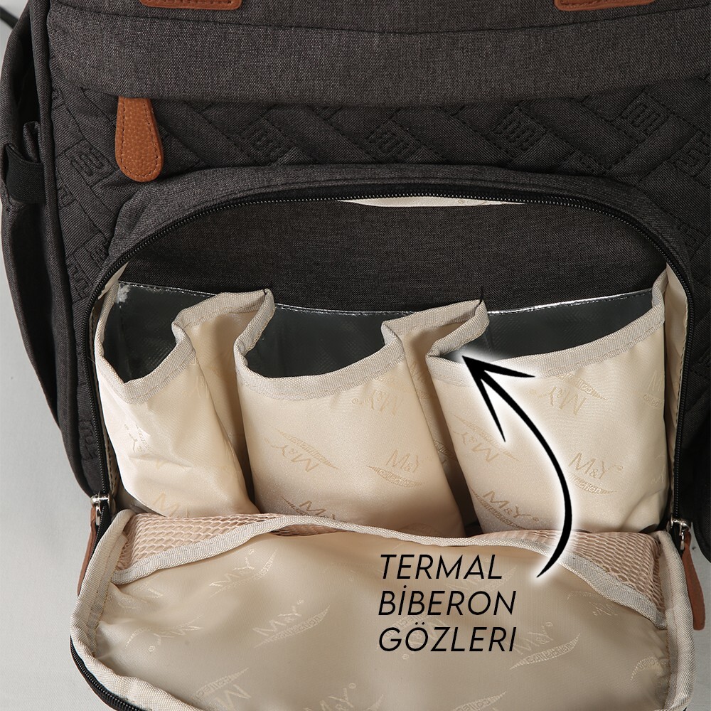 حقيبة ظهر M&Y Lucky للعناية بالأم والطفل 6690 باللون الأسود - 4