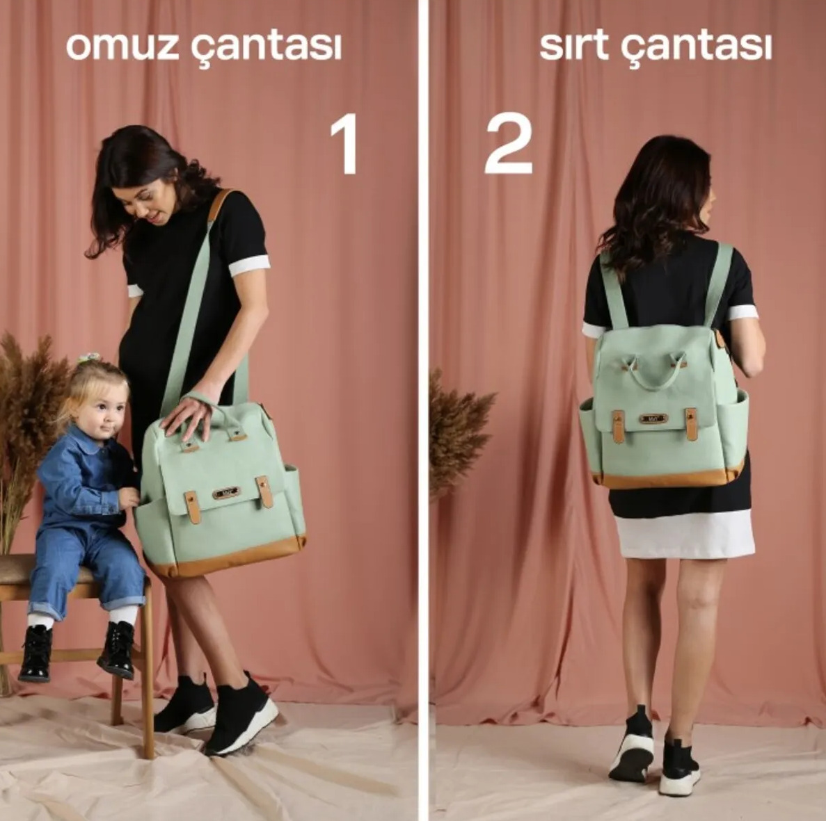 M&Y Holifera Deri Anne Bebek Bakım Sırt Çantası 7260 Taba - 7
