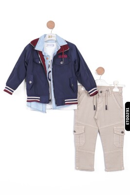 12073 طقم بنطلون للأولاد، جاكيت بياقة بولو، يمكن ارتداؤه على الوجهين، من 2 إلى 5 سنوات - 3