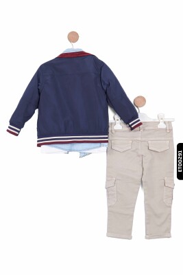 12073 طقم بنطلون للأولاد، جاكيت بياقة بولو، يمكن ارتداؤه على الوجهين، من 2 إلى 5 سنوات - 5