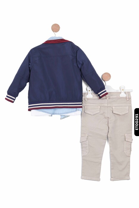 12073 طقم بنطلون للأولاد، جاكيت بياقة بولو، يمكن ارتداؤه على الوجهين، من 2 إلى 5 سنوات - 5