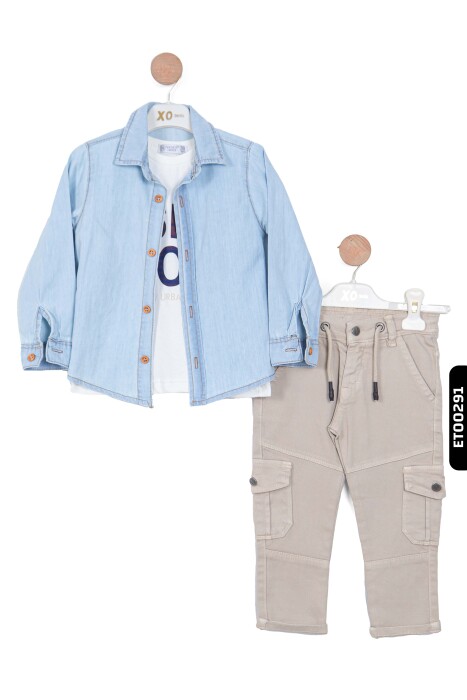 12073 طقم بنطلون للأولاد، جاكيت بياقة بولو، يمكن ارتداؤه على الوجهين، من 2 إلى 5 سنوات - 6