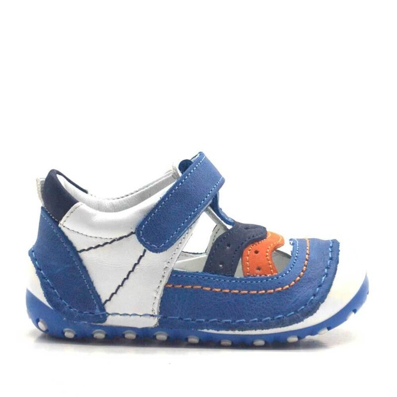 حذاء نينو للأولاد من الجلد الطبيعي باللون الأزرق بشريط فيلكرو للخطوة الأولى - 2