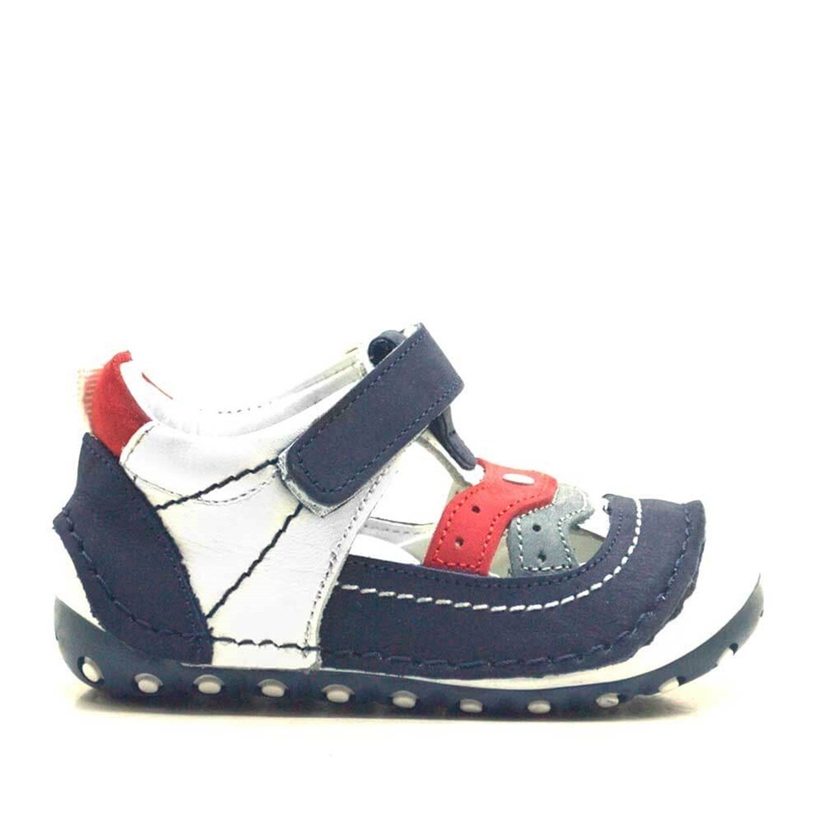 حذاء فيرست ستيب للأولاد مصنوع من الجلد الطبيعي باللون الأزرق الداكن مع فيلكرو - 2