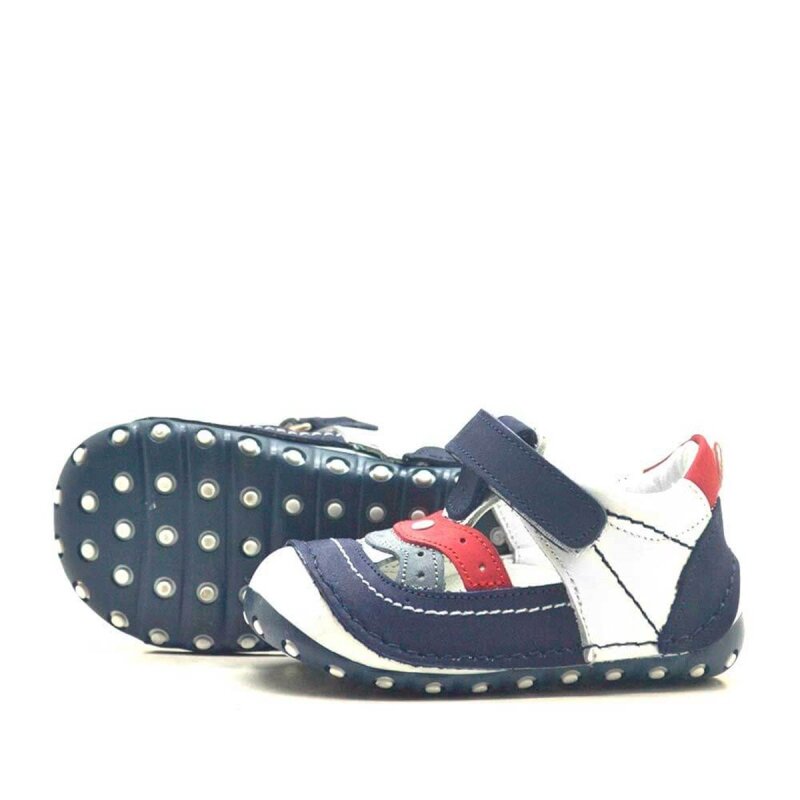 حذاء فيرست ستيب للأولاد مصنوع من الجلد الطبيعي باللون الأزرق الداكن مع فيلكرو - 4