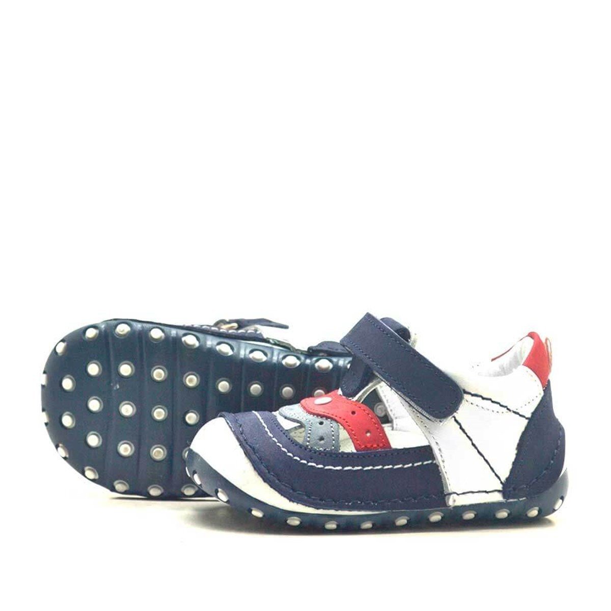 حذاء فيرست ستيب للأولاد مصنوع من الجلد الطبيعي باللون الأزرق الداكن مع فيلكرو - 4