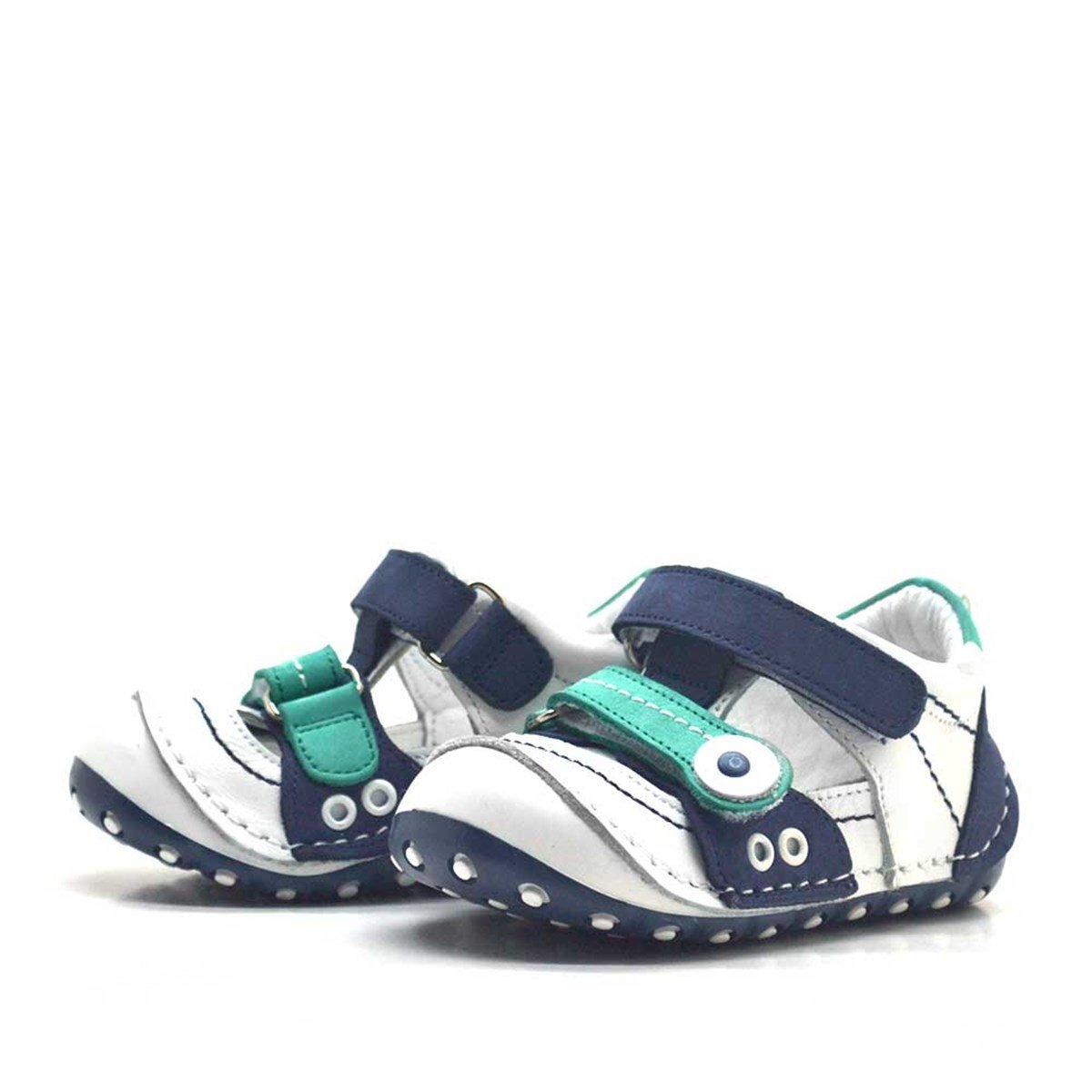 حذاء نينو الصيفي ذو الجلد الطبيعي باللون الأزرق الداكن المزود بشريط فيلكرو - 3