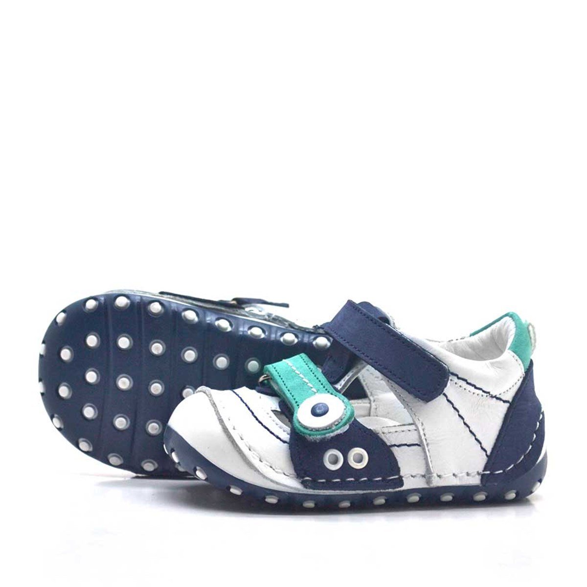 حذاء نينو الصيفي ذو الجلد الطبيعي باللون الأزرق الداكن المزود بشريط فيلكرو - 4