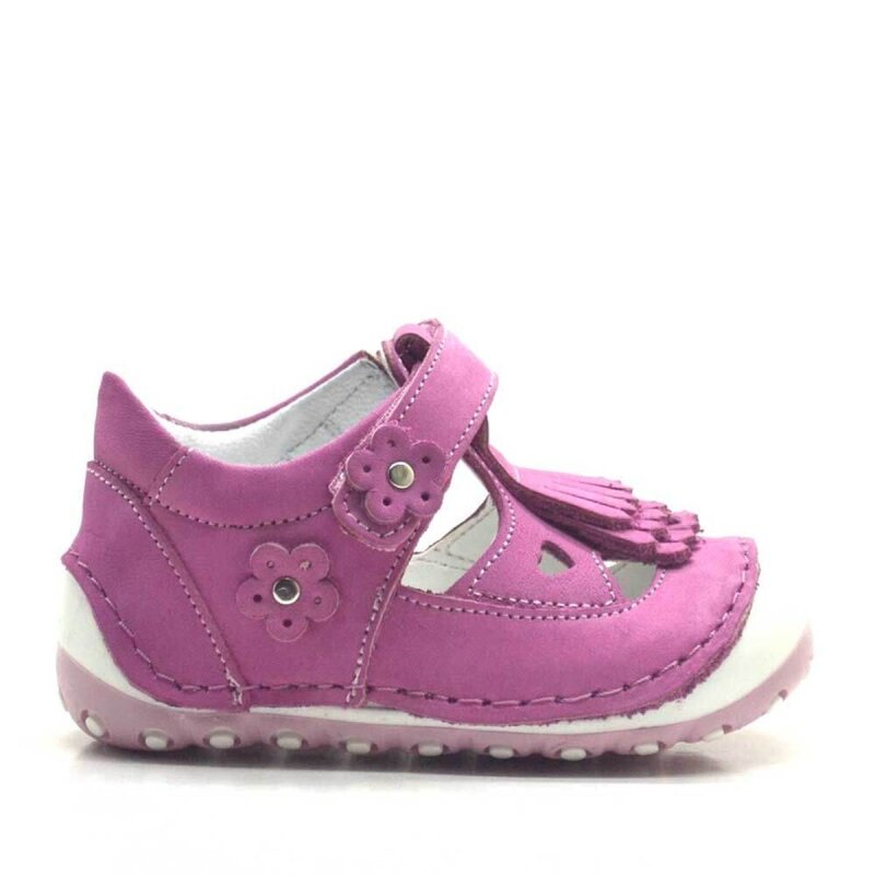 حذاء نينو الصيفي من الجلد الطبيعي باللون الوردي الفاتح مع شريط فيلكرو للخطوة الأولى - 2