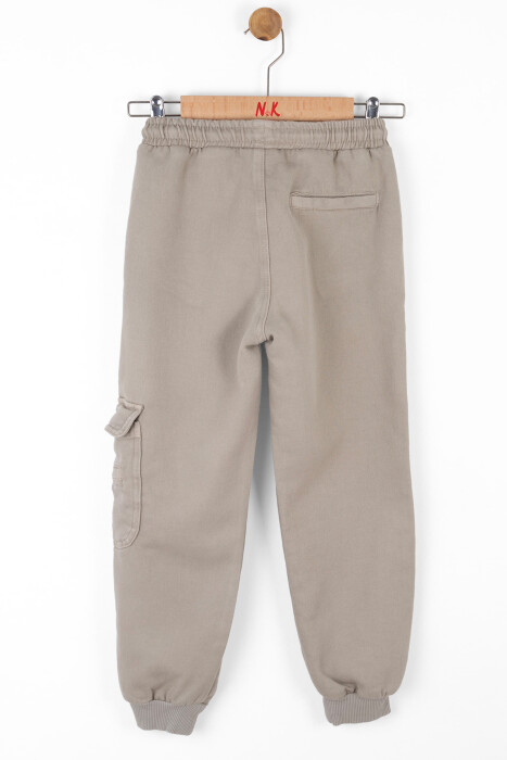بنطلون للأولاد بجيوب شحن وخصر مرن وحزام وساق مرنة من 8 إلى 14 عامًا 67701 رمادي - 2