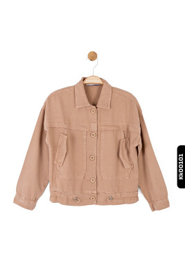 قميص بناتي بياقة مدببة وجيب مزدوج وأزرار من 8 إلى 14 سنة 36707 - 2