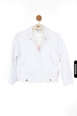 قميص بناتي بياقة مدببة وجيب مزدوج وأزرار من 8 إلى 14 سنة 36707 - 2