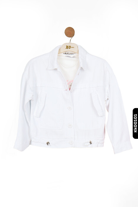 قميص بناتي بياقة مدببة وجيب مزدوج وأزرار من 8 إلى 14 سنة 36707 - 2