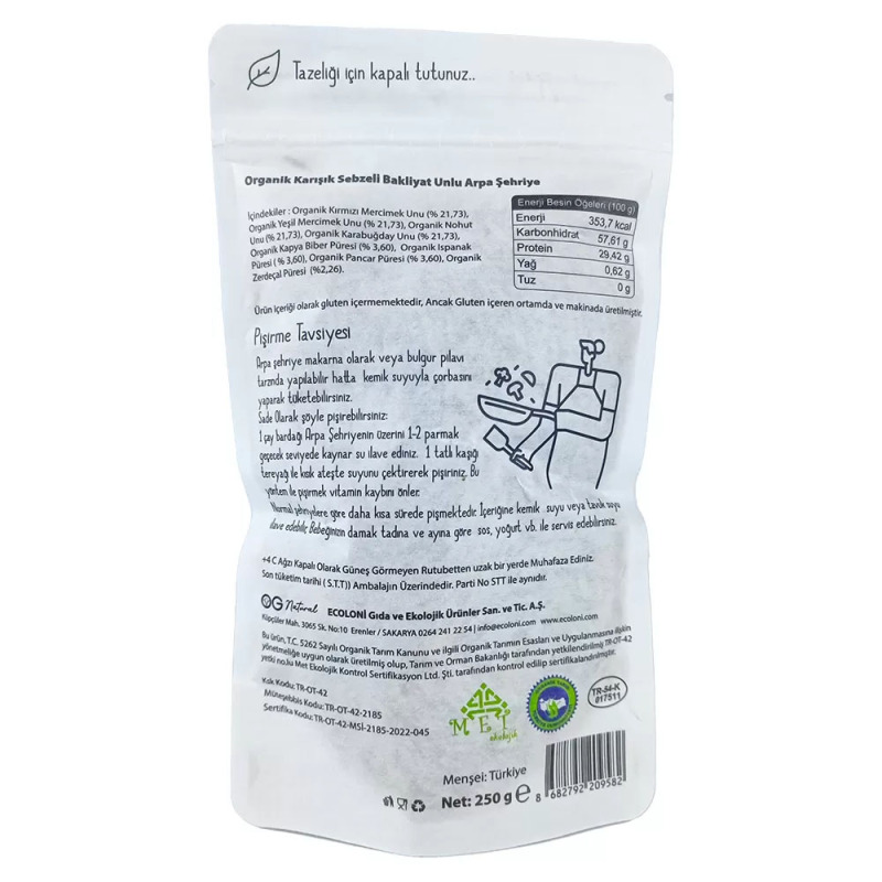 OG Natural Organik Karışık Sebzeli Bakliyat Unlu Arpa Şehriye 250 Gr - 2